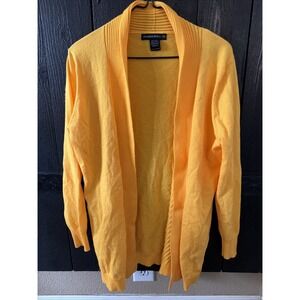 Emerson & Zoe Open Front Yellow Cardigan Size Petite Small Long Sleeve I